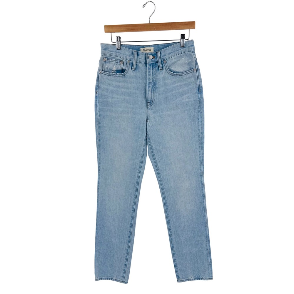 Madewell Full Length Classic Straight Jeans Light Wash 27 High Rise Denim Rigid